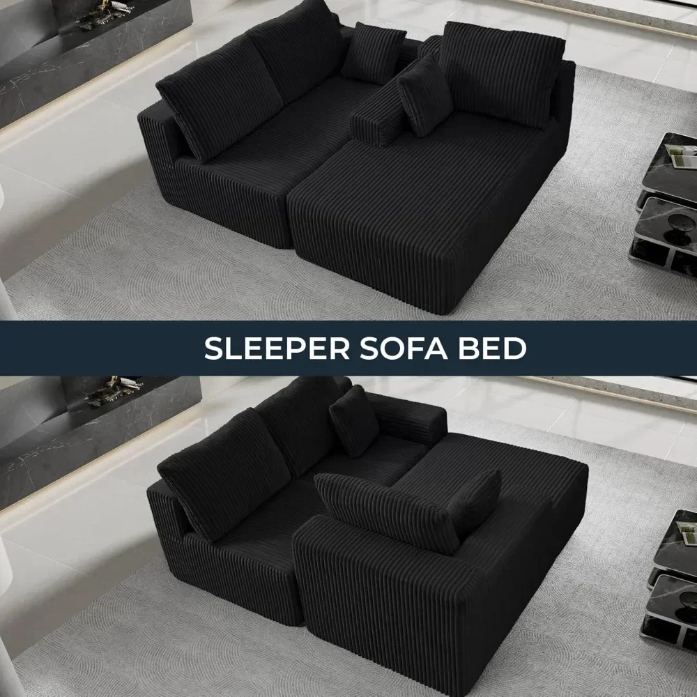 Sofá secional em nuvem de 105 ", sofá secional modular em forma de L com assento profundo, sofás desossados para sala de estar e quarto