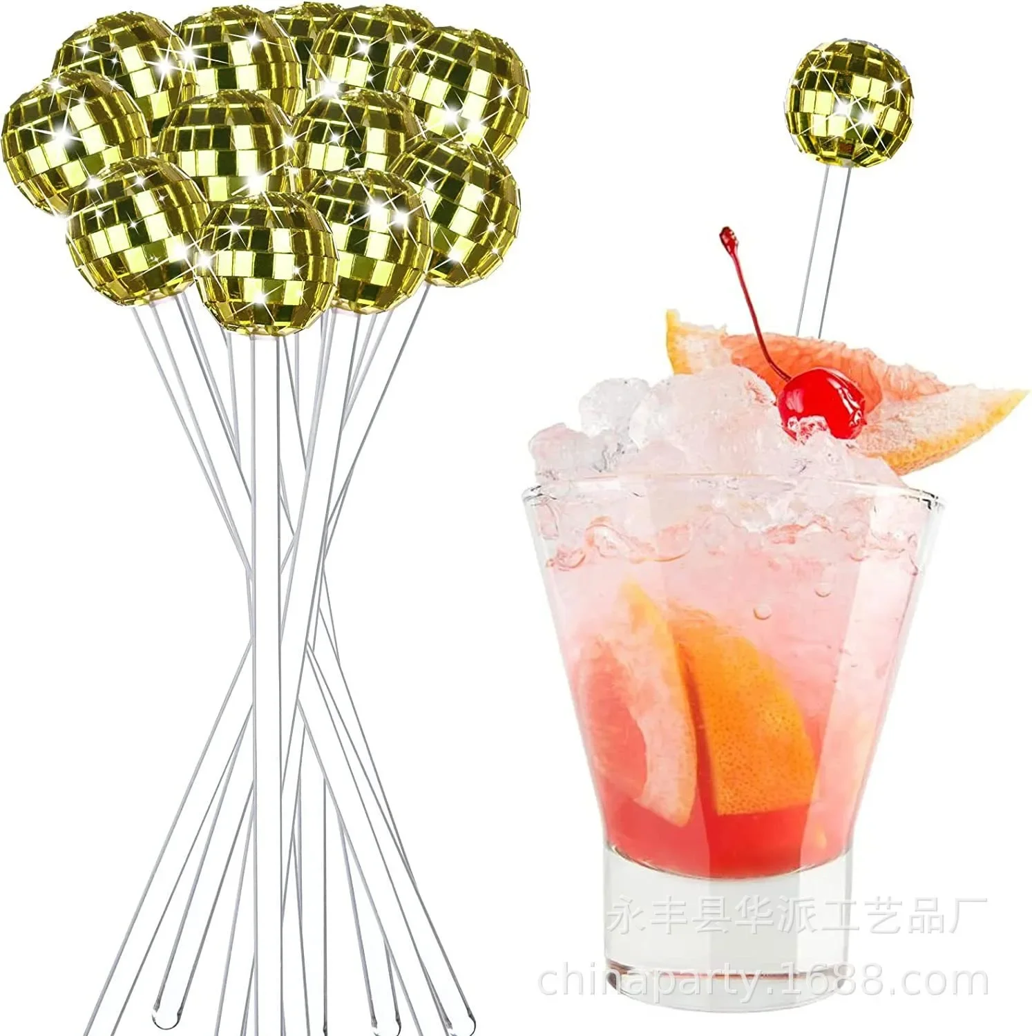 Mirror Ball Cocktail Stirrer Beverage Stirrer Disco Ball Decoration Disco Decorative Items Disco Theme Birthday Party Supplies