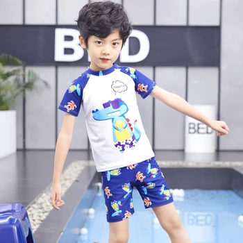 Cute Cartoon Boys Swimsuit Set 5 Summer Children's Swimsuit Boys Split Short Sleeve Cartoon Cute Quick Drying Boys Swimsuit Set Beach Wear Bathing Suit Quick Dry 5
