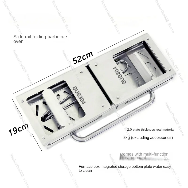 

Grilled Eater Mechanical Folding Slide Barbecue Stove Household Portable Kebabs Stove 304 Stainless Steel Thickened Grill Rack