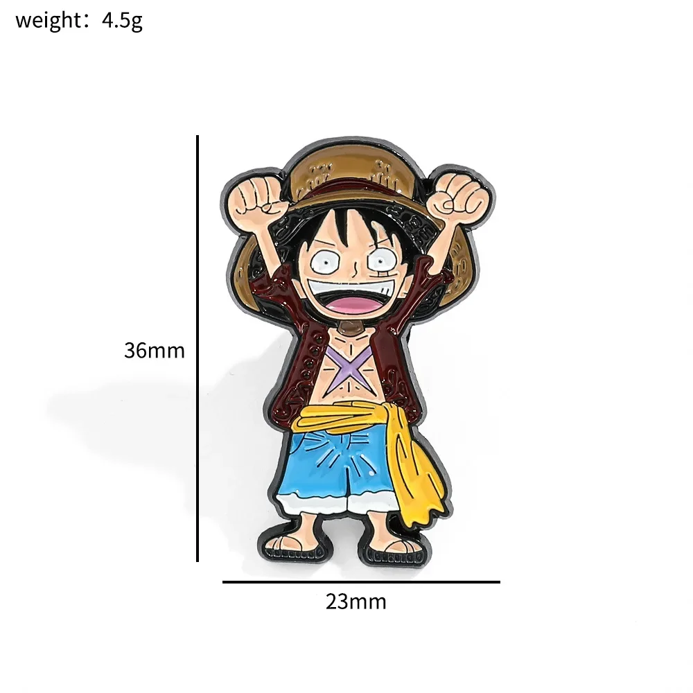 One Piece Enamel Brooches Cartoon Luffy Zoro Nami Chopper Sanji Usopp Anime Action Figures Metal Badge Backpack Lapel Pins Toys