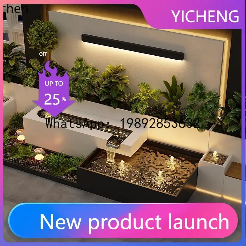 A3-4 water curtain wall running water screen courtyard flower box metal partition landscape wall landscape terrace garden