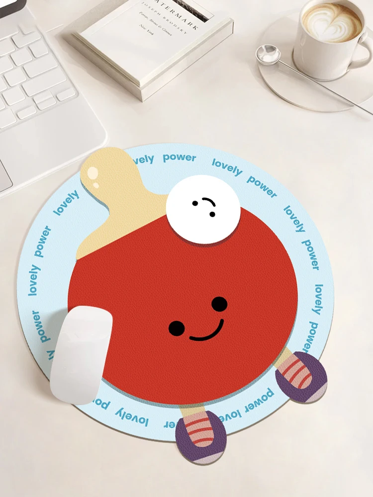 Table tennis racket shaped leather mouse pad, women's wrist protection, portable computer, office desk pad