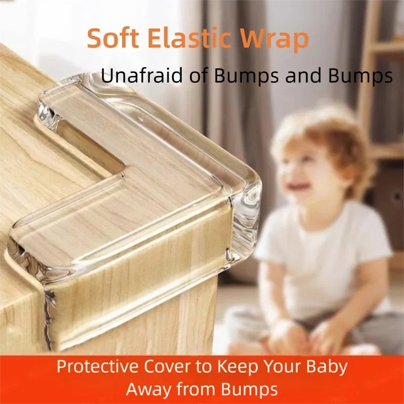 Anti-collision transparent protective mat for table corners Silicone protective cover for furniture sharp corners