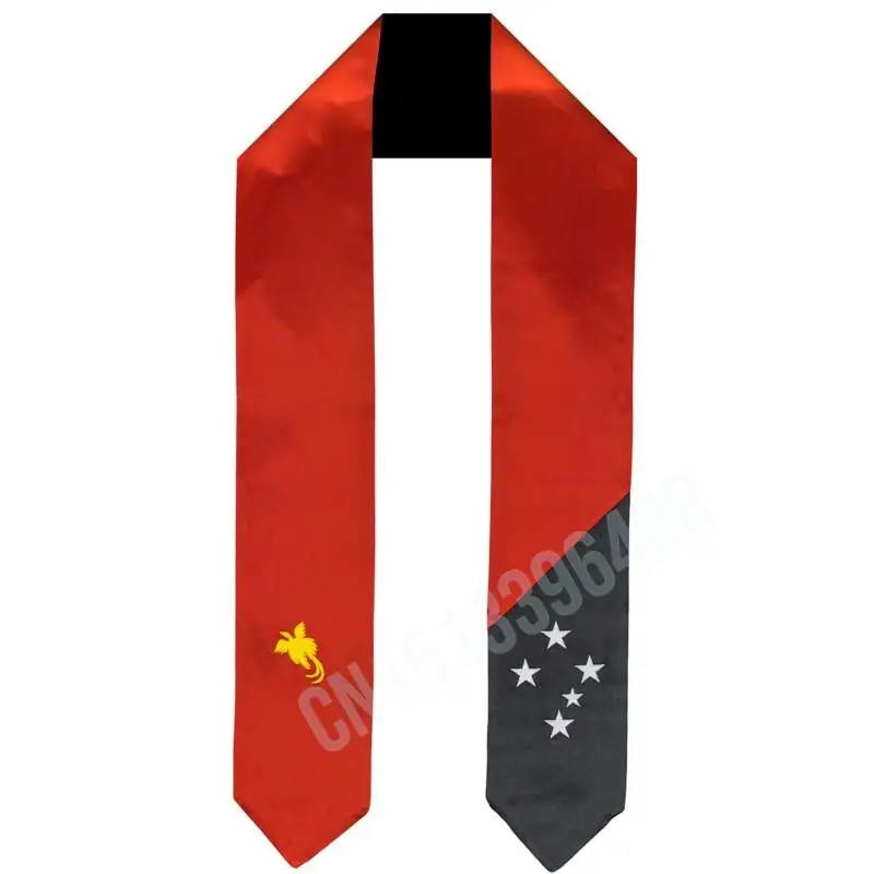 

Papua New Guinea Flag Scarf Top Print Graduation Sash Stole International Study Abroad AdultParty Accessory