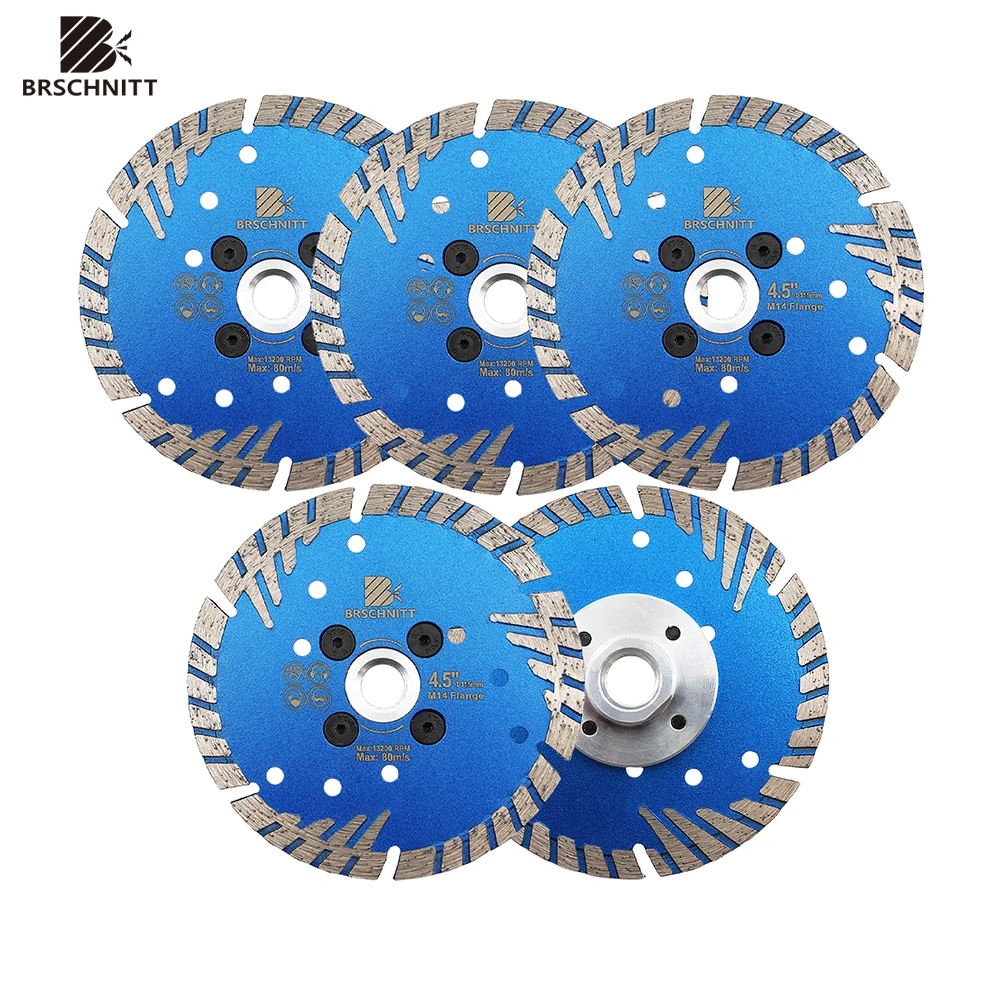 BRSCHNITT 5pcs Dia 115/125mm Diamond Saw Blade Diamond Disc for Concrete Granite Stone Marble Cutting Disc M14 Thread