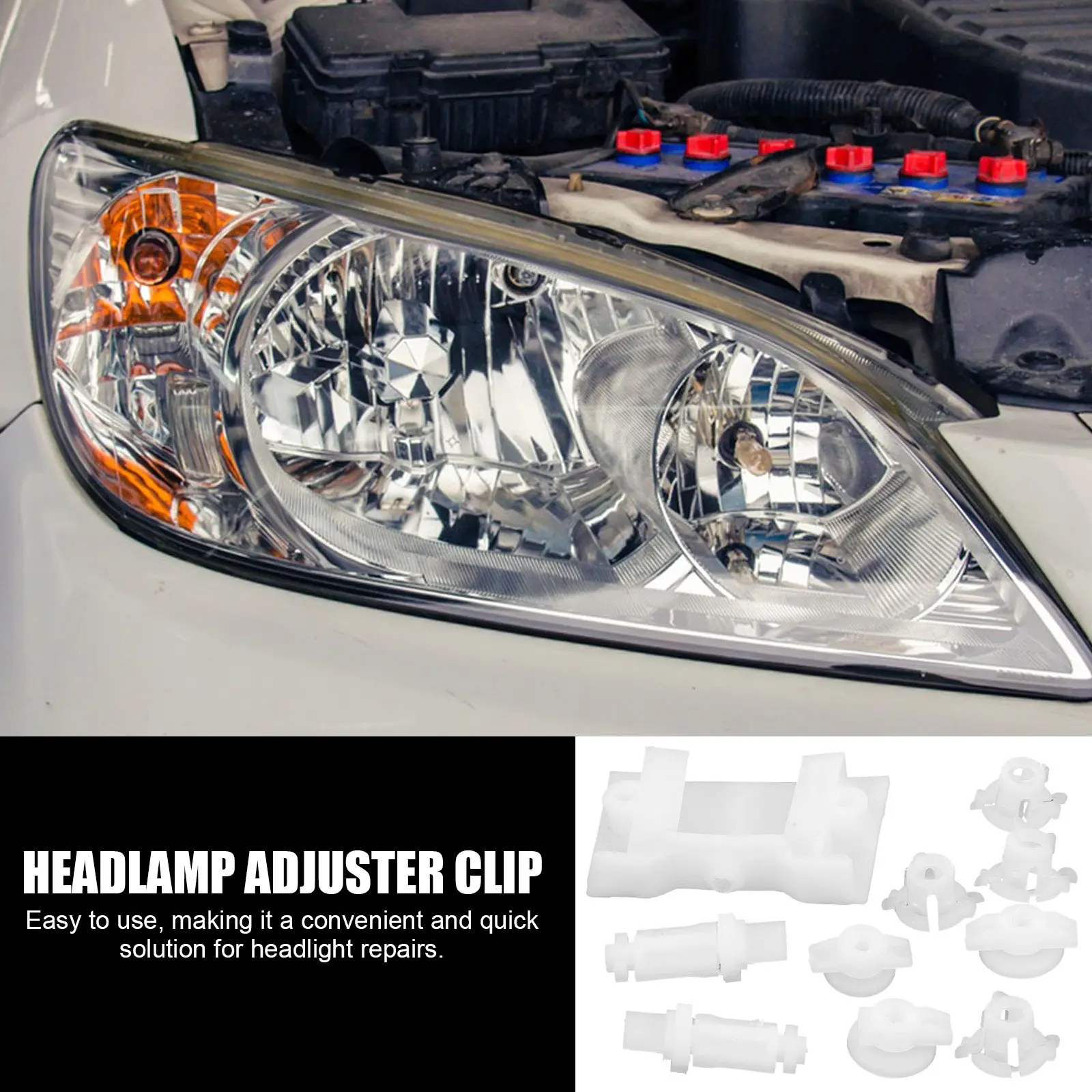 Headlight adjuster screw set for vehicle owners to keep headlights securely mounted, plastic and iron, fits various car models