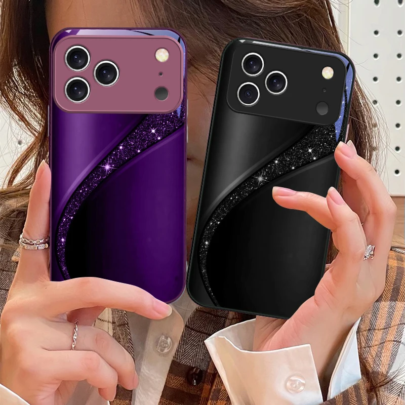 

Brilliant golden galaxy For iPhone 17 Air 16 E 15 14 13 Plus 12 mini 11 17 Pro Max XR Xs Max 16E 7 8 Tempered Glass Phone Case