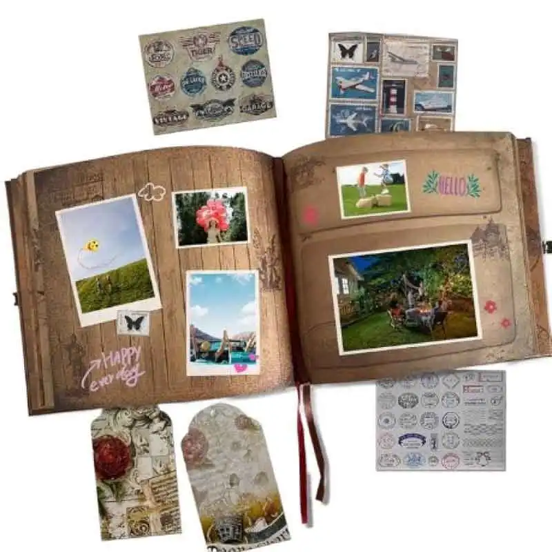 Adventure Travel Album A Scrapbook Documenting Life Retro Leather Ribbon Bound Scrapbook A Keepsake for Family Photoshoot Album