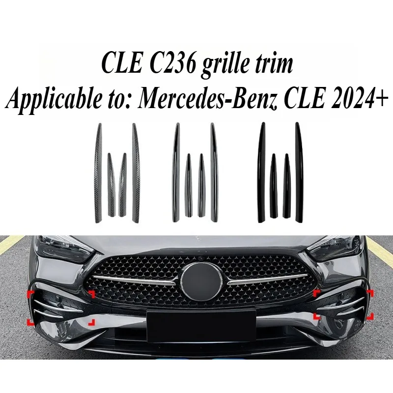 

For Mercedes Benz CLE Coupe C236 2024-Present AMG Style Grille Air Vent Trim Gloss Black 3M Adhesive Sporty Exterior Upgrade