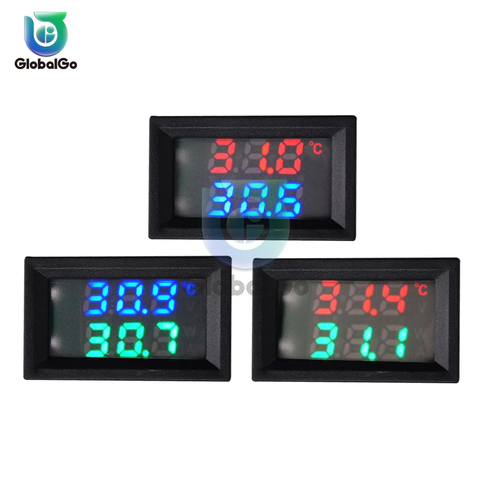DC 4-30V 5V 12V 24V LED Display Dual Digital Temperature Sensor Single Voltage Dual Thermometer With NTC 10K 3950 Probe Cable