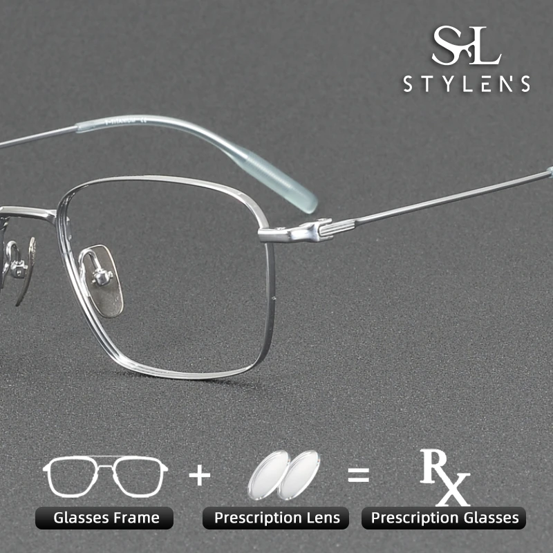 

STYLENS New Pure Titanium Square Anti Blue Light Myopia Glasses Men Women Retro Optical Prescription Customized Glasses 81026