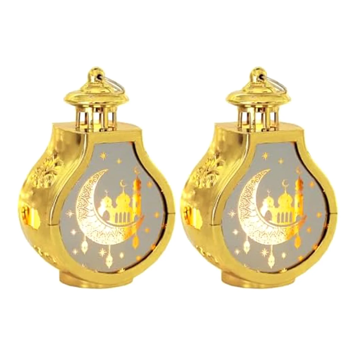 

2 Pcs Ramadan Lantern Vintage Candle Lantern Decorative Hanging Lantern Eid Mubarak Lantern Gold Lantern Home Decor