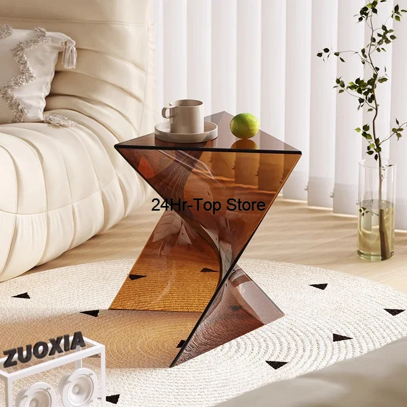 

Unique Transparent Coffee Table Luxury Nordic Aesthetic Small Side Table Standing Service Mesa Auxiliar Lounge Suite Furniture