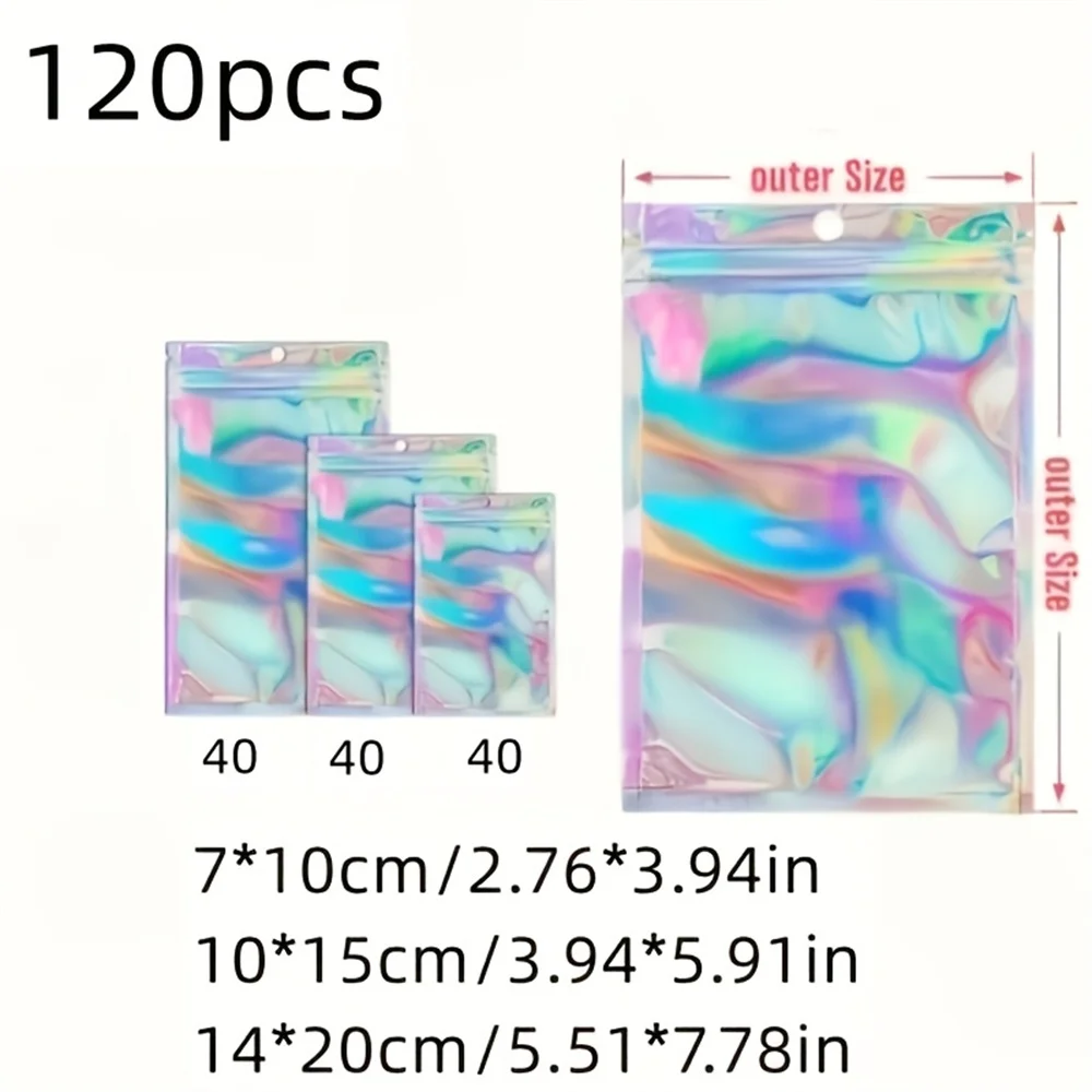 120pcs color effect gift packaging bag exquisite multi-purpose transparent window can be sealed 7 * 10cm/10 * 15cm/14 * 20cm