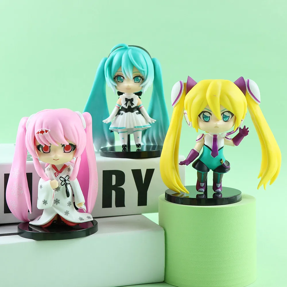 初音ミクアニメフィギュア,6点セット,カラフルなステージ,着物モデル人形1セット,ドールイレ,フランス人,シャイニー,アクションフィギュア