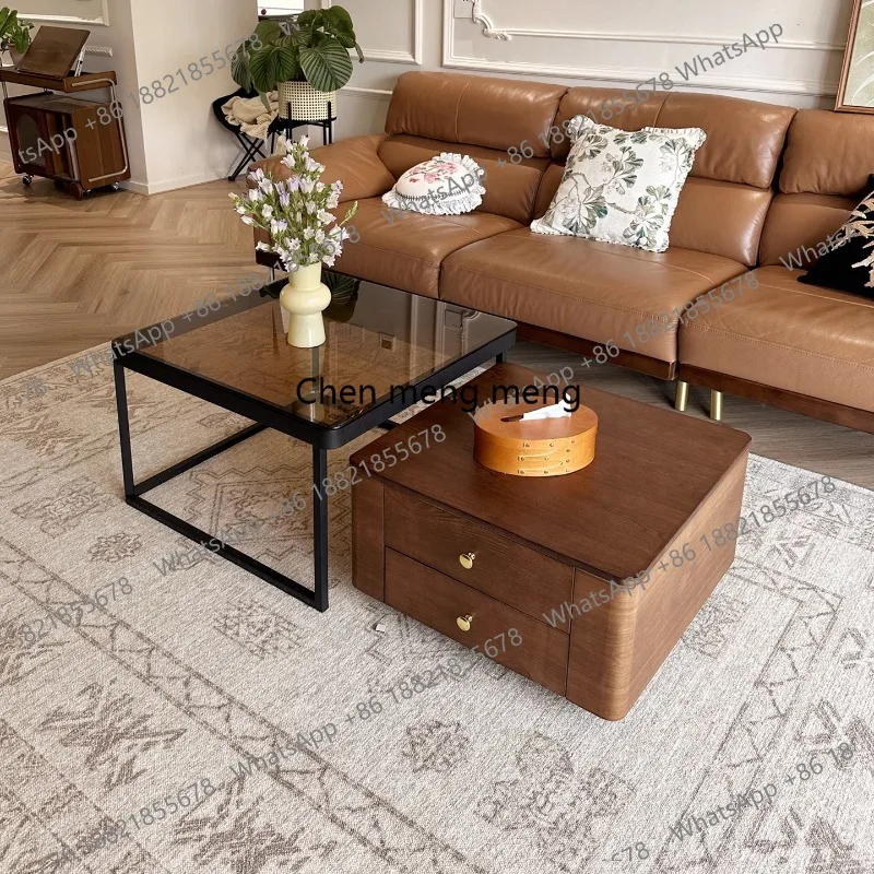 

Квадратный журнальный столик из массива дерева, современный, роскошный, минималистичный, уникальный дизайн, винтажный стиль, мебель для дома