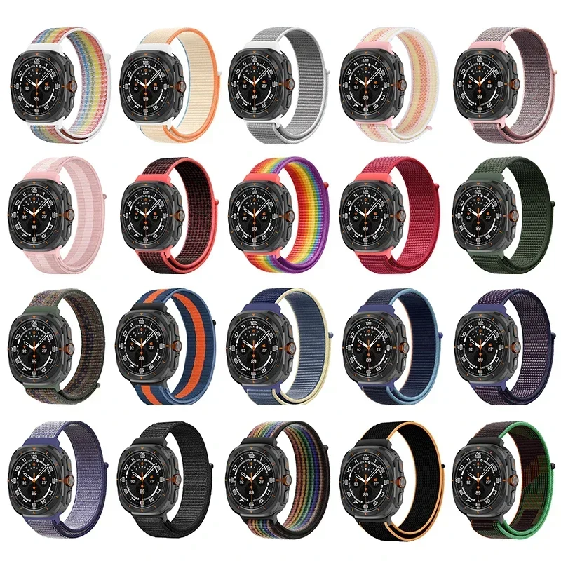 Pulseira de nylon para samsung galaxy watch 7 ultra 47mm pulseira de velcro para galaxy watch 7 ultra 47mm pulseira esportiva com extremidade curvada