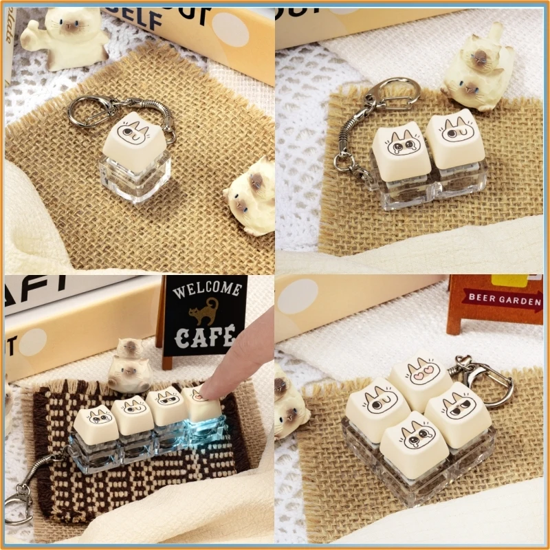 

Siamese Cat Azuki Keyboard Switch Tester Fidget Toy, Led Mechanical Button Keychain, Cute Stress Relief Accessory Toy Gift ﻿