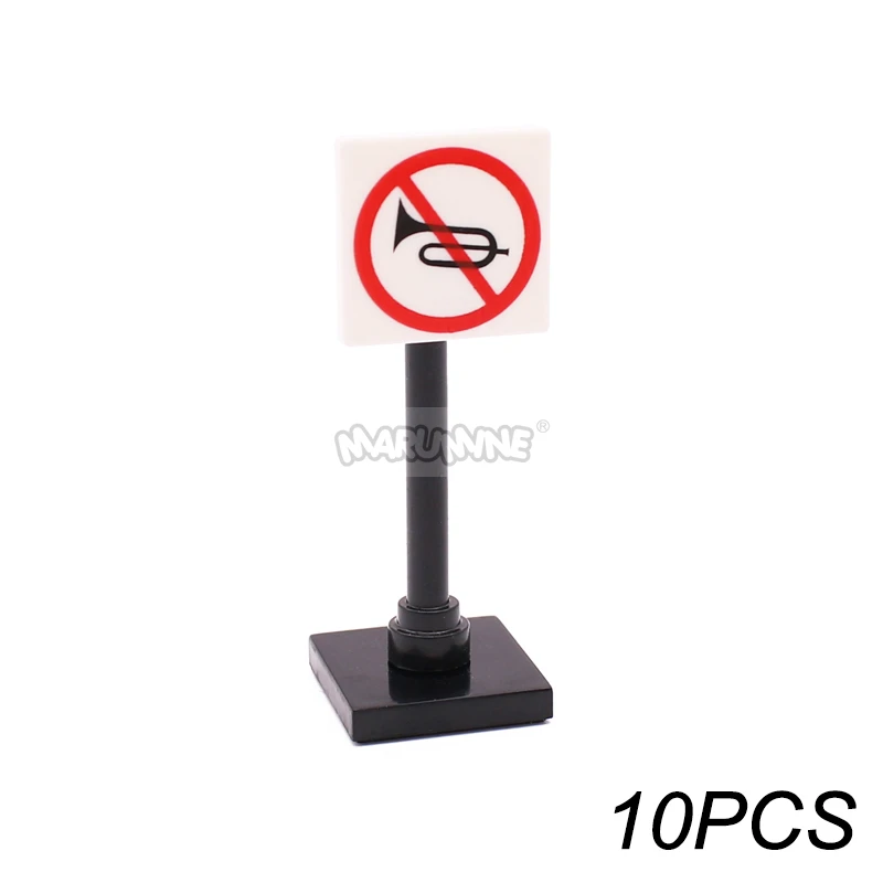 Marumine Verkeer Verkeersbord Licht Lamp Moc Blok Baksteen Onderdelen City Street View Building Bricks Blocks Accessoires Barrière Waarschuwing Maximum Snelheid