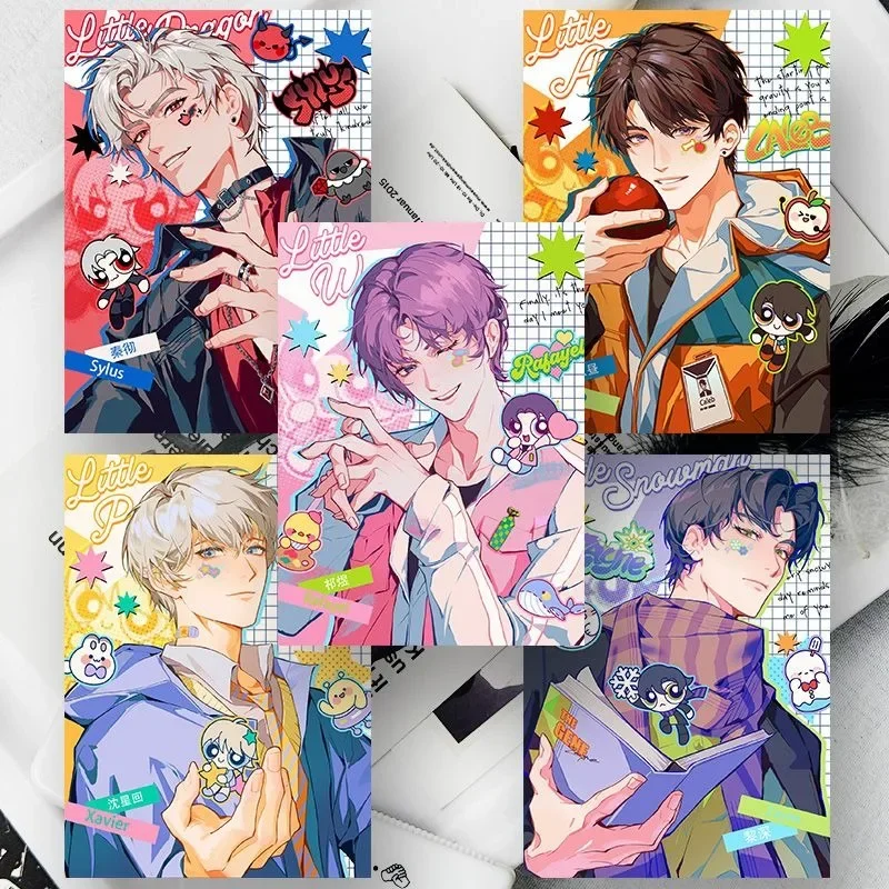 New 5Pcs/Set Dopamine style Love and Deepspace Laser Card Xavier Zayne Rafayel ralayo Sylus Cosplay Rounded Corners LOMO Card