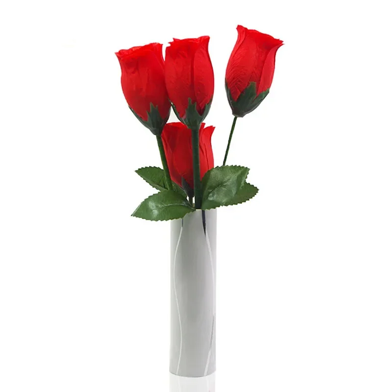 Rose And Vase Stage Magic Tricks Gimmick Rose Scarf Appearing Magia Magician Illusions Props Fun Split Roses Romantic Magic