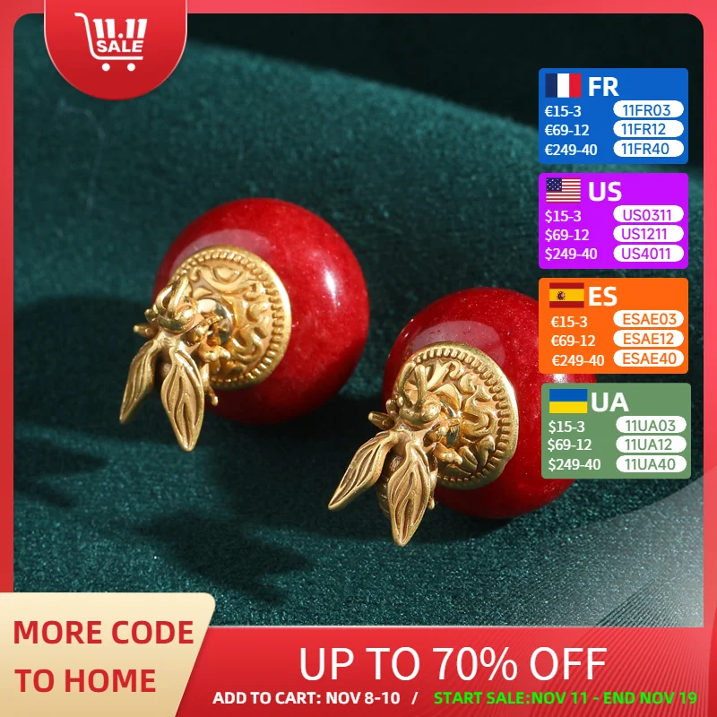 

Vintage Bee Agate Red Earrings Elegant Natural Stone Ancient Woman Gold Color Luxury Quality Jewelry Designer Gift 2025 New In