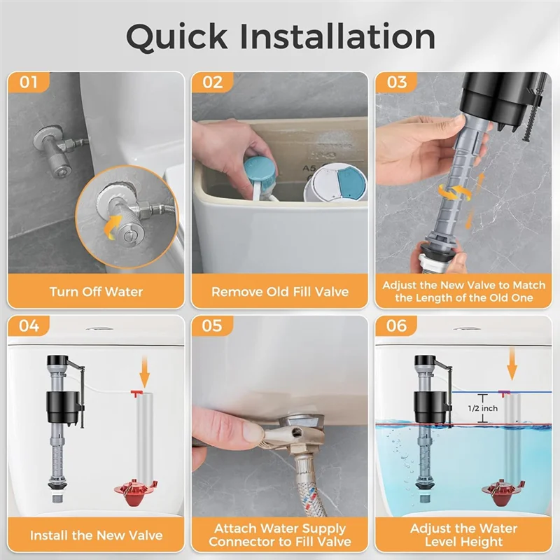 

ABGG-Универсальный ремонтный комплект для унитаза включает в себя регулируемый заправочный клапан, 2-дюймовую заслонку, тихую и простой установке.