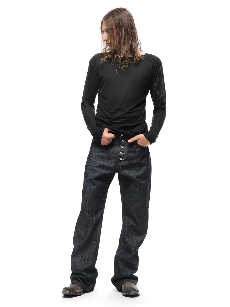 

No Faith Studios Limited Edition Boot Cut Straight Leg Original Jeans Red Ear Jeans Youth Cotton Breathable Spring Summer