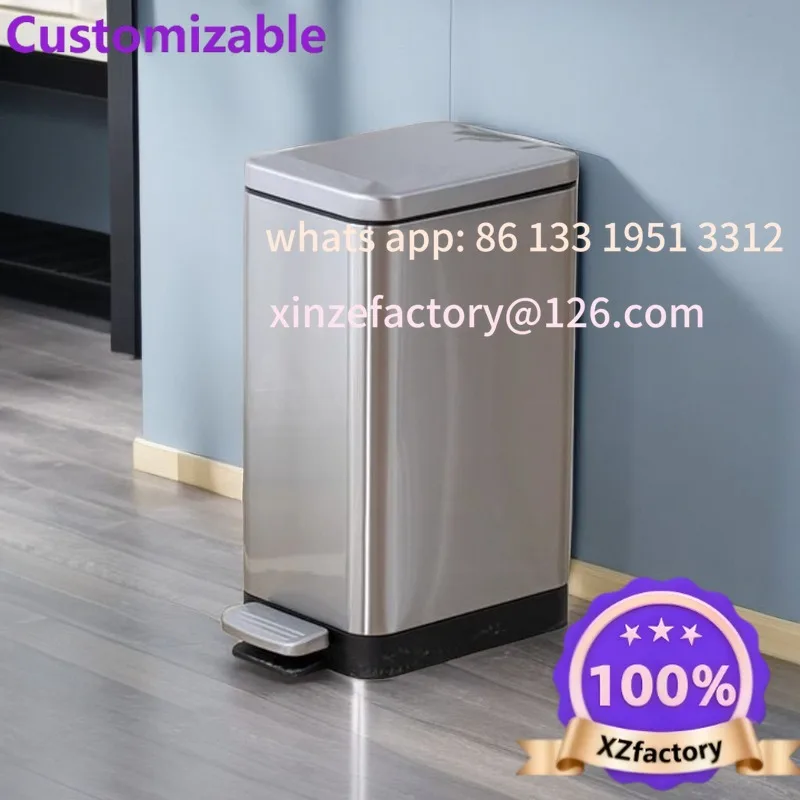 Customizable Bathroom Bedroom Litter Bins with Lid Toilet Garbage Bins C Trash Can Stainless Steel Food Pedal Kitchen Trash Cans