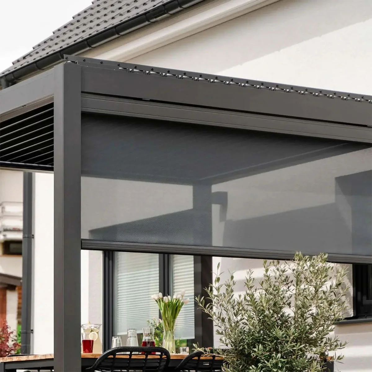 Persianas enrollables para exteriores de buena calidad, pérgola de aluminio con cremallera, cubierta impermeable para Patio, pista con cremallera motorizada, persianas para exteriores