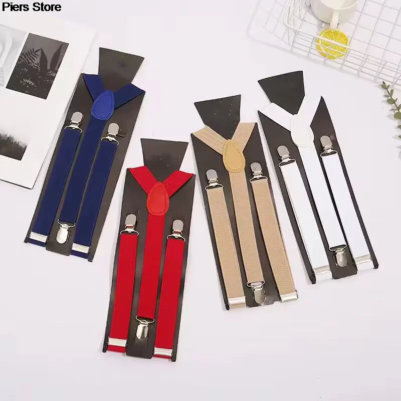 2pcs 2.5 X100cm Elastic Polyester Suspenders Men 3 Clips Vintage Men's Women Suspender Trousers Wedding Suspension for Skirts