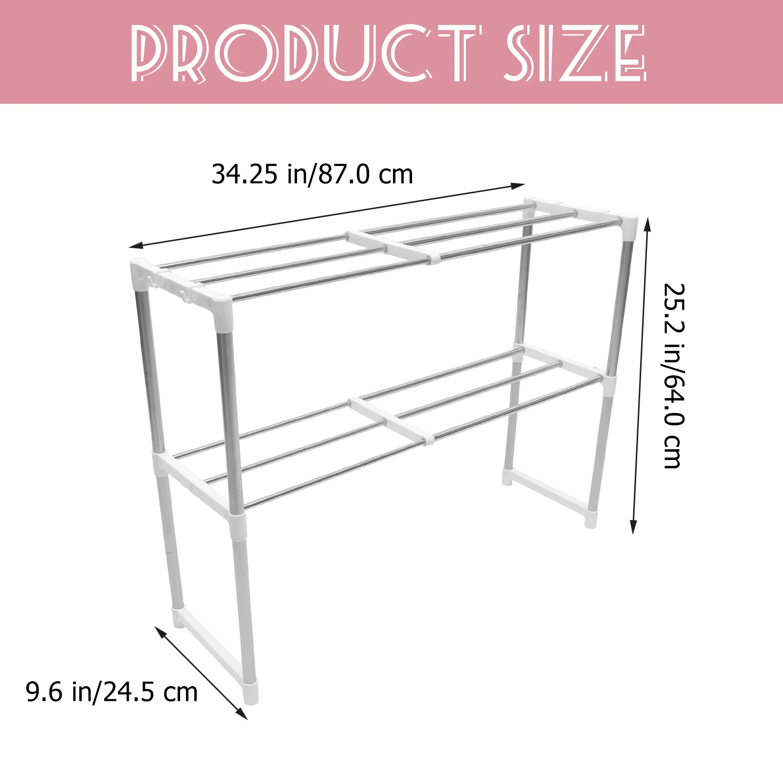 

Adjustable 2-Layer Stainless Steel Expandable Shoe Rack Storage Organizer For Closet Entryway Dormitory Space-Saving Household