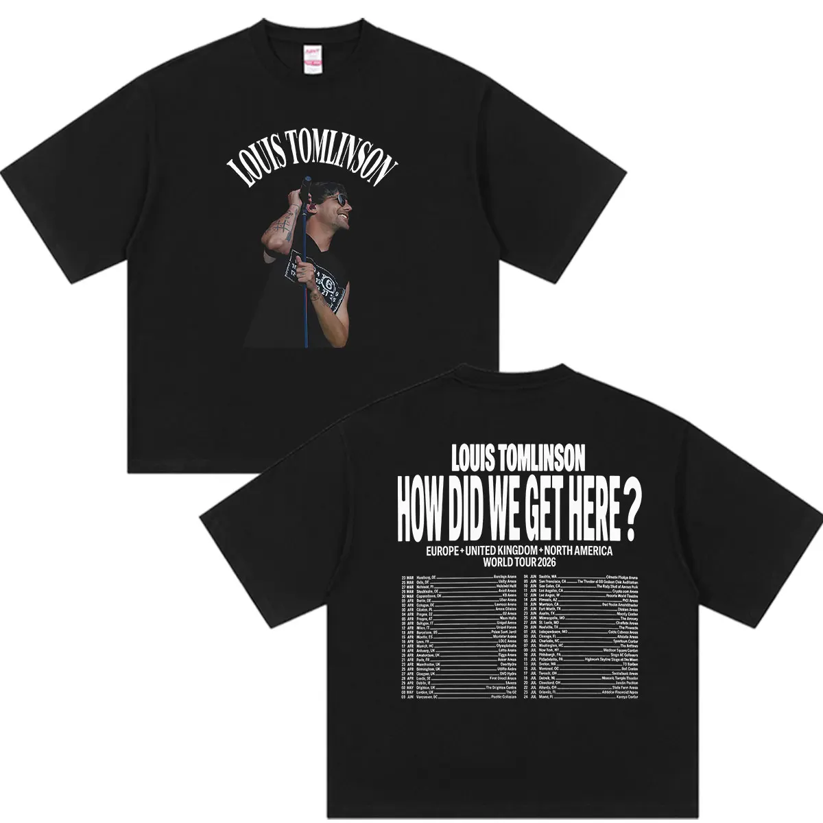 Louis Tomlinson How Did We Get Here World Tour 2026 T-Shirts Herrenbekleidung Mode Vintage T-Shirt Lässige übergroße Baumwoll-T-Shirts