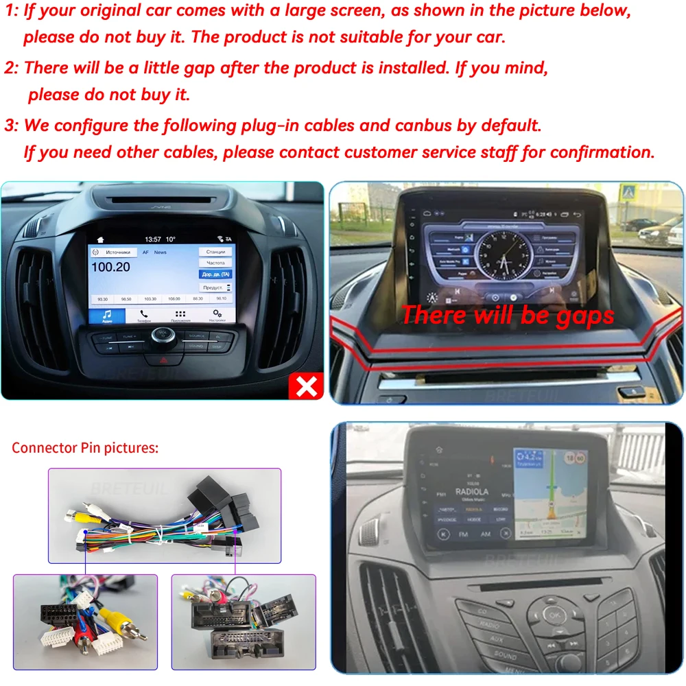 For Ford Escape Kuga 2 C-MAX 2013-2016 Android Car Radio Multimedia Video Player Navigation GPS Carplay Touch Screen Auto Stereo