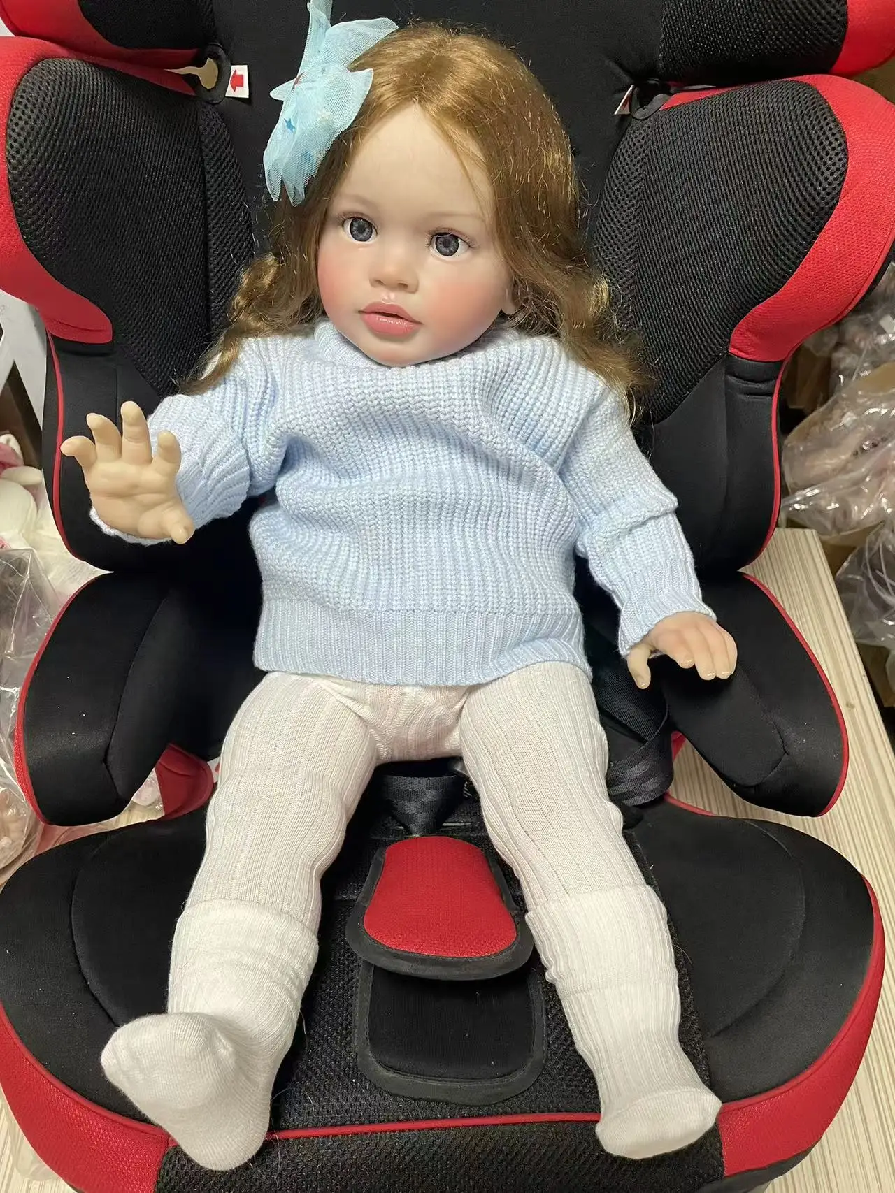 25Inch Multiple Layers Painting 3D Skin Handmade Huge Size Toddler Pippa Lifelike Reborn Doll Hand-Rooted Hair Visible Veins