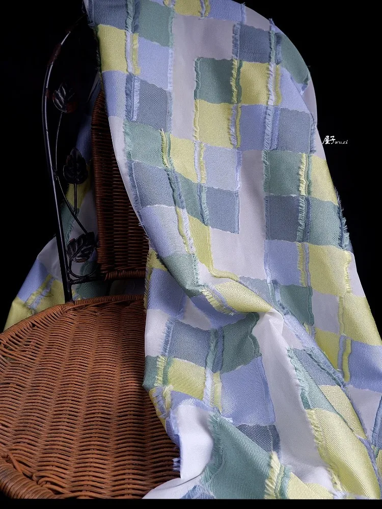 

Имитация лоскутного потертого жаккардового ткани для модной одежды, верхняя одежда, юбка, клетчатая дизайнерская ткань, шитье своими руками на метр