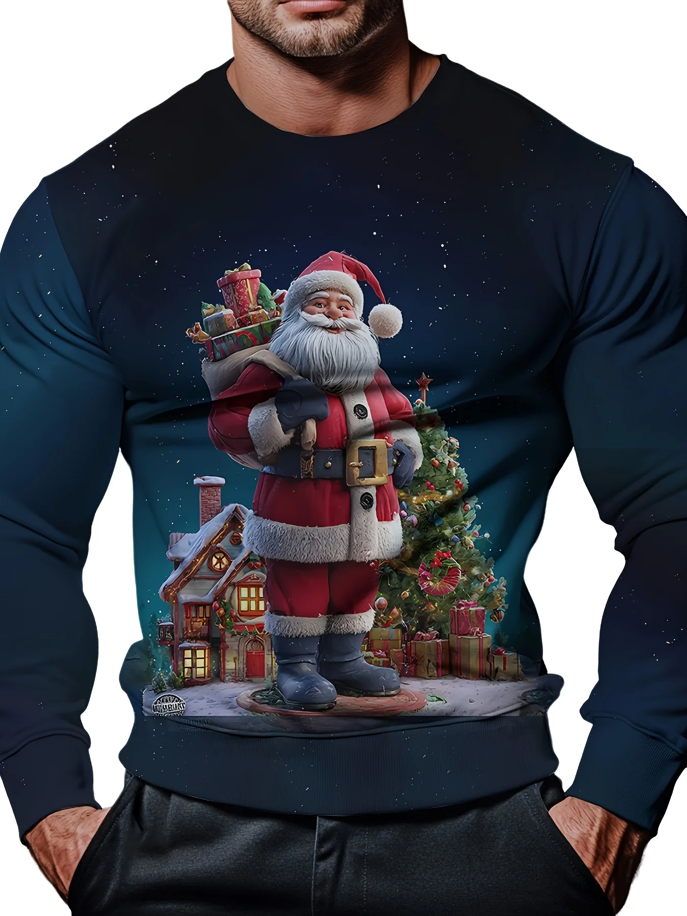 

Autumn Winter Santa Claus 3D Print Christmas Men's Sweatshirts Outdoor Street Party Comfortable Breathable Polyester Men Clothes