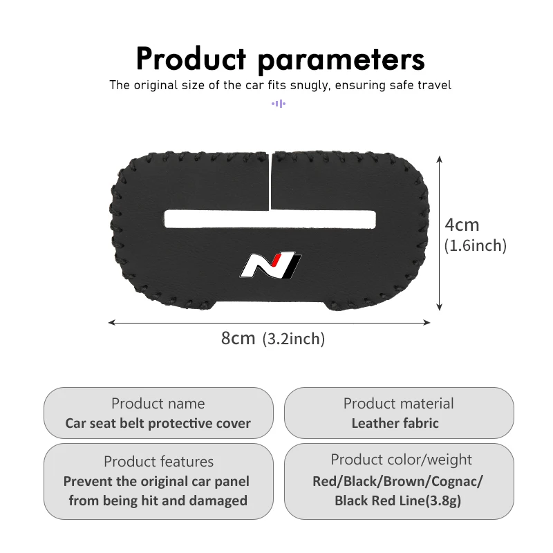 Car Seat Belt Buckle Protector Cover Anti-Scratch Accessories For Hyundai N Line i20 i30 Sonata Tucson Azera Elantra Veloster view 6