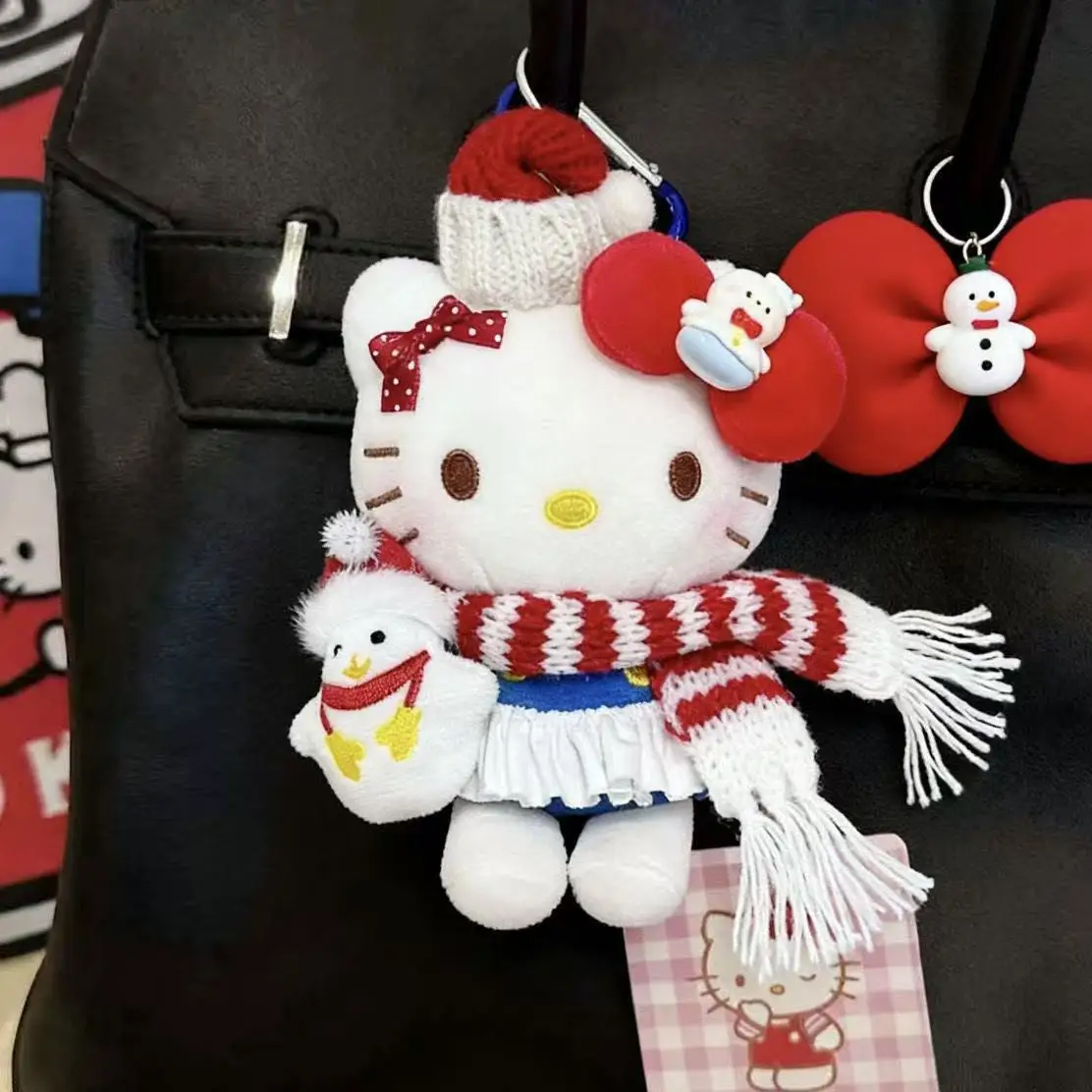 

Шарф «Hello Kitty» со снеговиком, Рождественская коллекция, аниме, рюкзак с героями мультфильмов, кулон для девочек, подарок на Рождество и день рождения