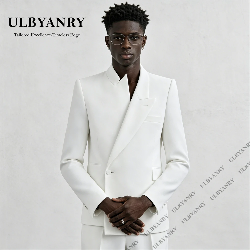 ULBYANRY High End Side Button Formal Suit Set for Men, Two Piece Including Jacket Pants Tailored Fitting Tuxedo Blazer Trousers