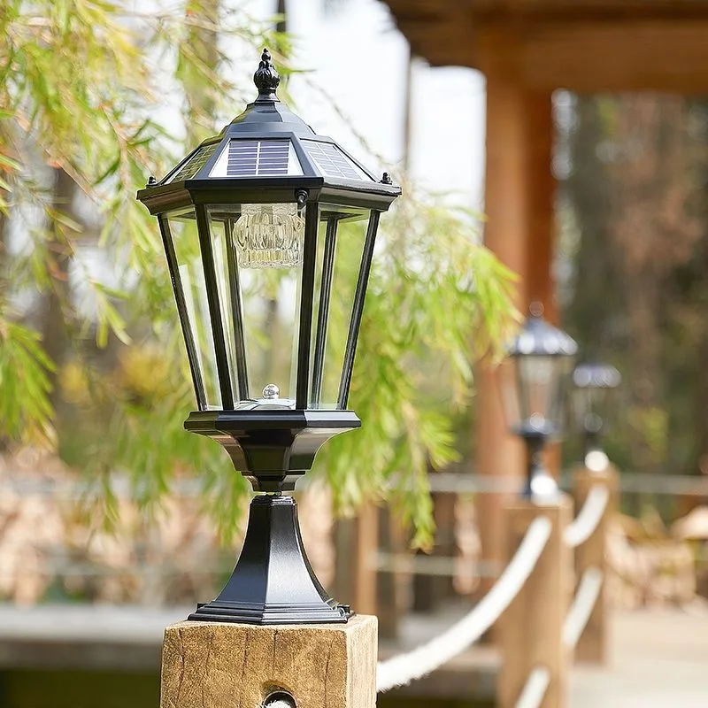 Solar European stigma lamp Garden villa gate pillar lamp Outdoor waterproof fence lamp