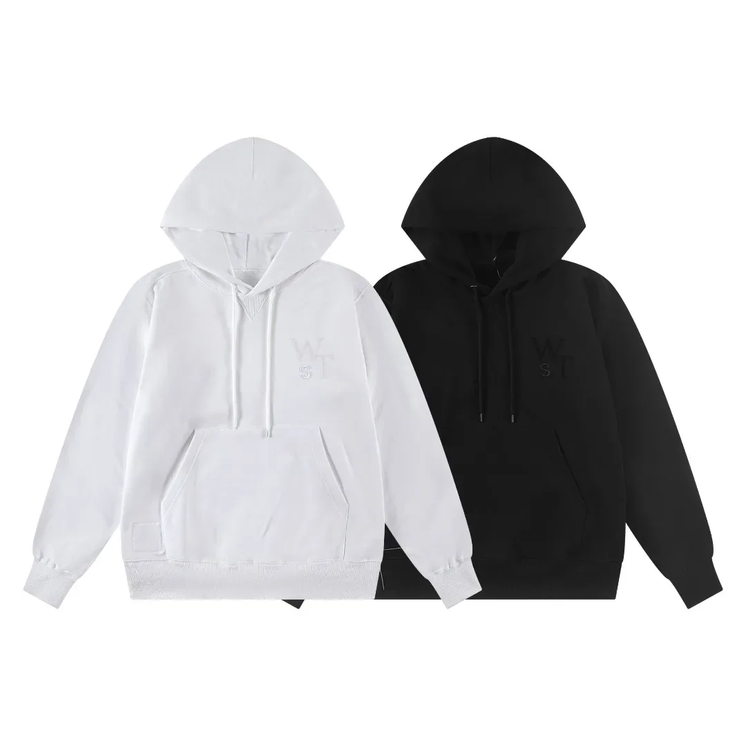 WTAPS Men’s Heavyweight Fleece Hoodie Japanese Retro Embroidered Flocked Loose Fit Casual Winter Sweatshirt