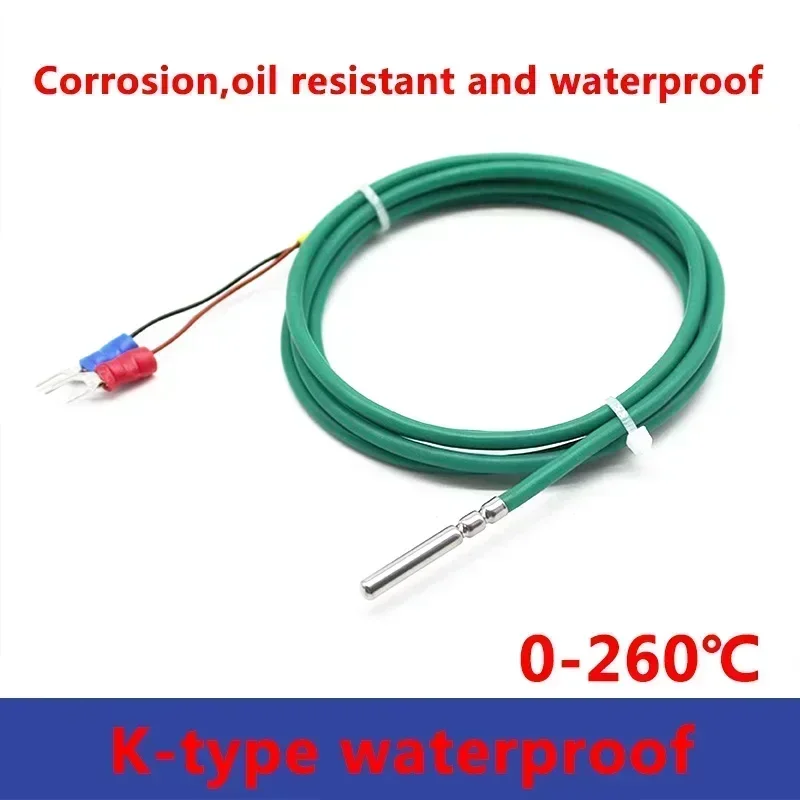 K type Temperature Sensor，Thermocouple，cables protección de alambre silicona ，Waterproof, oil resistant, and heat resistant，260℃