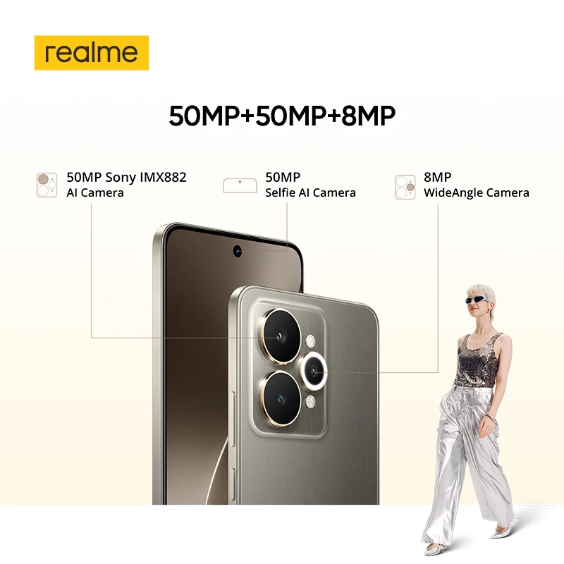 Realme 15 5G الهاتف الذكي الأبعاد 7300 + 5G شرائح 7000mAh بطارية 80W شحن مزدوج 50MP AI كاميرا 6.77 "144 هرتز AMOLED عرض NFC #5
