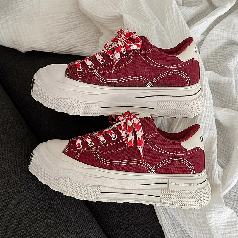 

Женская серия ансамблей, модные парусиновые маленькие грязные туфли на толстой подошве, повседневные мужские туфли на толстой подошве