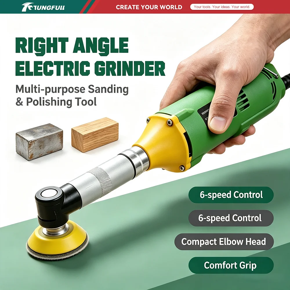 90° Tile Grout Removal Tool,6‑Speed 15000RPM Electric Straight Grinder for Ceramic Tile Seam Cleaning Cutting Sanding Polishing