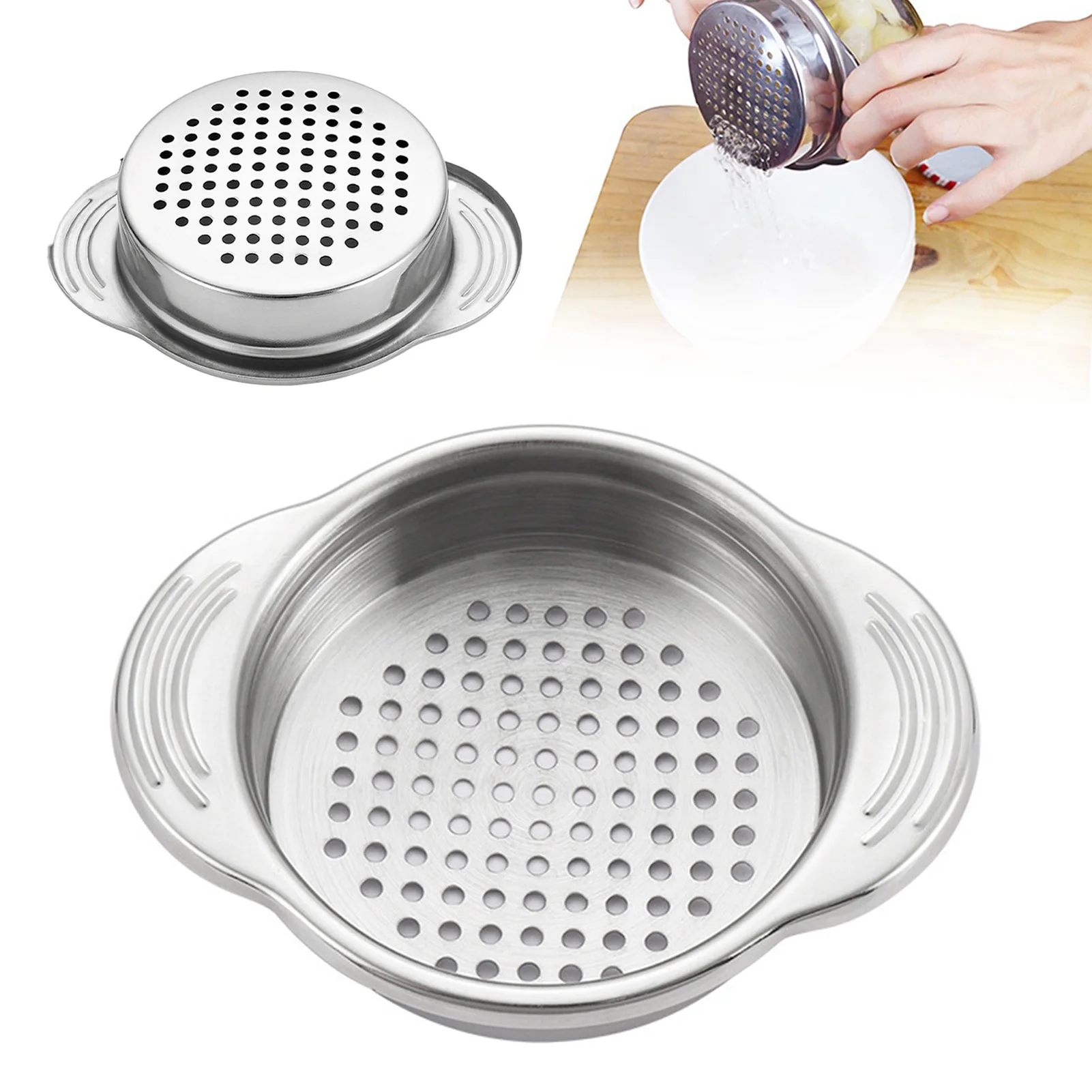 304 Stainless Steel Can Colander With Non-slip Handles Can Drainer Filter Residue Lid Tool Easy To Clean For Most Food Daily Use