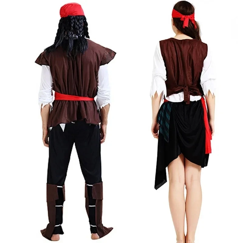 Capitano Jack Sparrow Costume adulto uomo donna pirata pirati dei caraibi Cosplay femminile maschio femmina carnevale Halloween Sexy