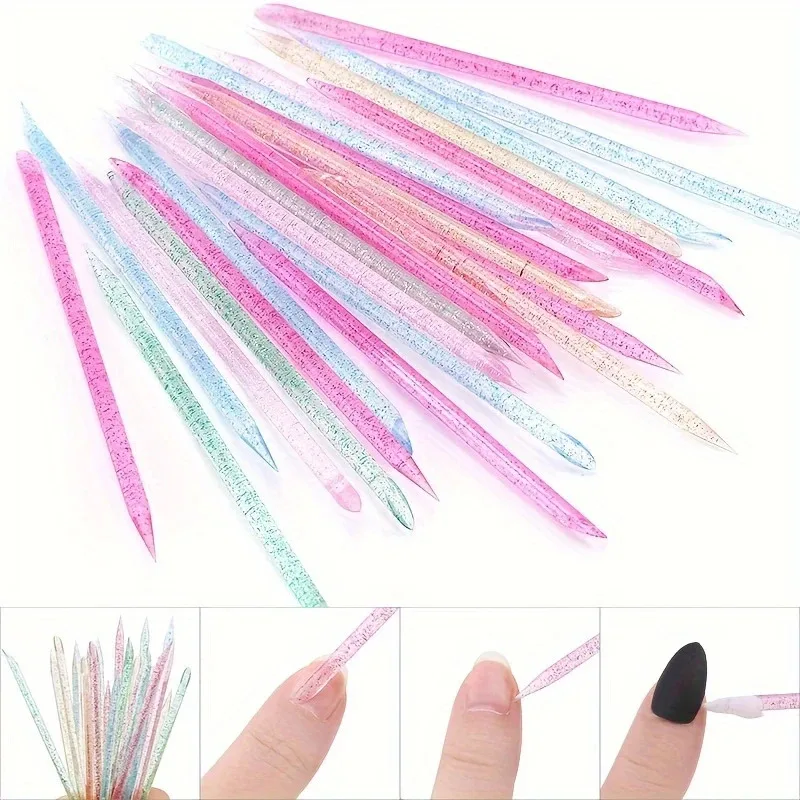 Nagelhautschieber für Nagelkunst, wiederverwendbar, doppelseitiger Kristallstab, professionelles Werkzeug zur Nagelhautentfernung, Maniküre-Nagelzubehör – Detail 3
